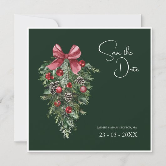 Winter Emerald Green Weihnachtsfeier Save The Date (Vorderseite)