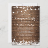 Winter Engagement Party Snowflakes String Lights Einladung (Vorderseite)