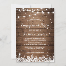 Winter Engagement Party Snowflakes String Lights Einladung
