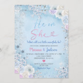 Winter Er oder sie Schneeflocken Weihnachtsgeschle Einladung (Vorne/Hinten)