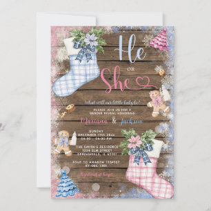 Winter Er oder sie Socken Lebkuchen Gender-Bericht Einladung