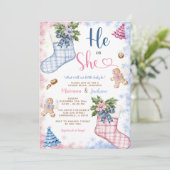 Winter er oder sie Weihnachten Socken Cookies Gend Einladung (Stehend Vorderseite)