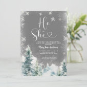 Winter Er oder sie Weiße Schneeflocken Gender-Offe Einladung (Stehend Vorderseite)