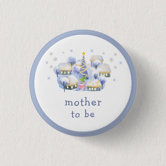 Winter Es Braucht Ein Dorf Mutter Baby Shower Button (Vorderseite)