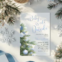 Winter Es ist kalt draußen Blaue Schleife Baby Sho