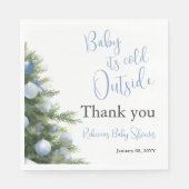 Winter Es ist kalt draußen Blaues Schleifen-Babysh Serviette (Vorderseite)