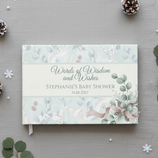 Winter Eucalyptus Baby Shower Guest Book Gästebuch