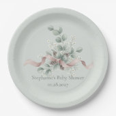 Winter Eucalyptus Baby Shower Pappteller (Vorderseite)