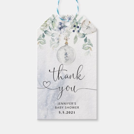 Winter eucalyptus gemütlich danke geschenkanhänger (Vorderseite)