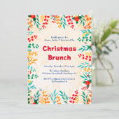 Winter Eukalyptus Pine Poinsettia Weihnachtsfest Einladung (Stehend Vorderseite)