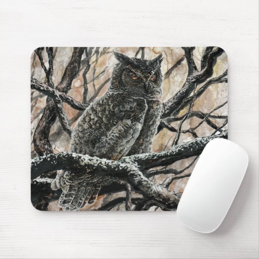 Winter-Eule Mousepad (Mit Mouse)