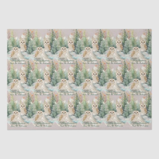 Winter-Eule Weihnachten - Wald Tissue-Papier Seidenpapier (Vorderseite)