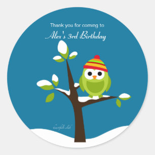 Winter-Eulen-Aufkleber Runder Aufkleber