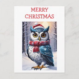 Winter-Eulen-Weihnachtswünsche Postkarte