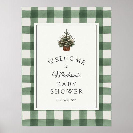 Winter Evergreen and Plaid Baby Shower Welcome Poster (Vorne)