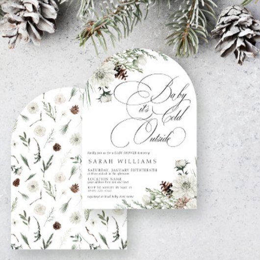 Winter Evergreen Baby mit kalter Außendusche Einladung