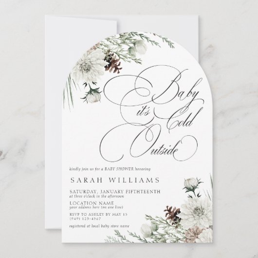 Winter Evergreen Baby mit kalter Außendusche Einladung (Vorderseite)