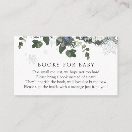 Winter Evergreen Blue Books für Baby Insert Card (Vorderseite)