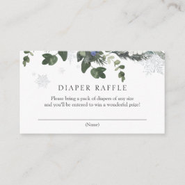 Winter Evergreen Blue Diaper Raffle Enclosure Card Begleitkarte