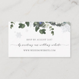 Winter Evergreen Blue Wedding RSVP Online Begleitkarte