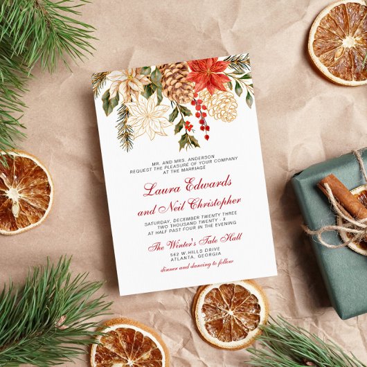 Winter Evergreen Blume Hochzeit Einladung