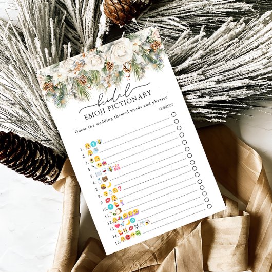 Winter Evergreen Bridal Emoji Pictionary Game