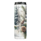 Winter Evergreen Chickadee Bird Watercolor Tumbler Thermosbecher (Rückseite)