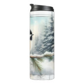 Winter Evergreen Chickadee Bird Watercolor Tumbler Thermosbecher (Nach rechts gedreht)