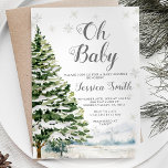 Winter Evergreen Christmas Baby Shower Einladung<br><div class="desc">Winterrustikale Pinienbäume Geschlechtsneutrale Babydusche</div>