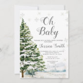 Winter Evergreen Christmas Baby Shower Einladung (Vorderseite)