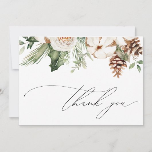 Winter Evergreen Danke Note Card (Vorderseite)