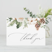 Winter Evergreen Danke Note Card (Stehend Vorderseite)