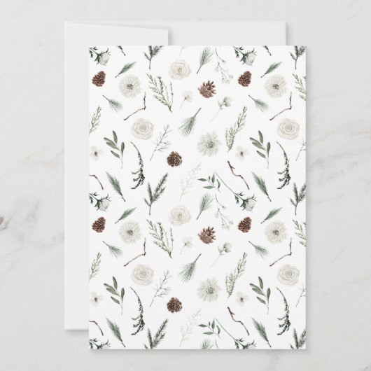 Winter Evergreen Elegant Bridal Dusche Einladung (Rückseite)