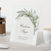 Winter Evergreen Elegant Hochzeit Custom Text Sign Sockelschild (In SItu)