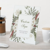 Winter Evergreen Elegant Hochzeit Custom Text Sign Sockelschild (In SItu)