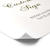 Winter Evergreen Elegante Custom Text Sign Poster (Ecke)
