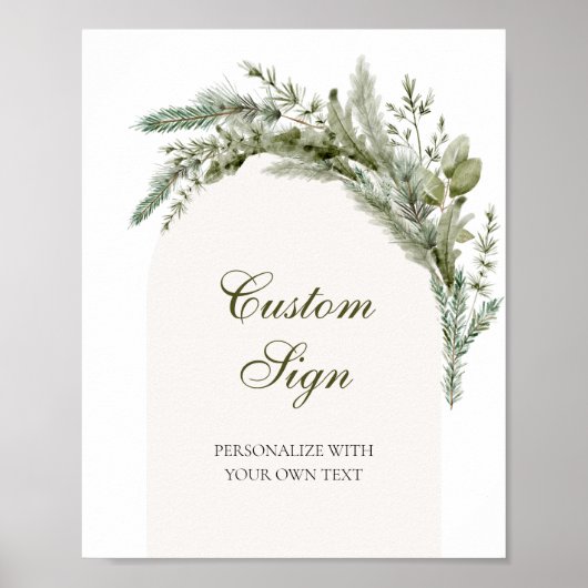 Winter Evergreen Elegante Custom Text Sign Poster (Vorne)