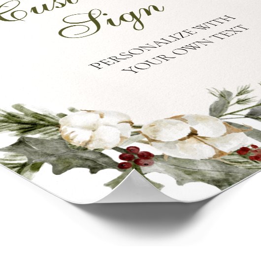 Winter Evergreen Elegante Custom Text Sign Poster (Ecke)