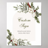 Winter Evergreen Elegante Custom Text Sign Poster (Vorne)