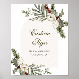 Winter Evergreen Elegante Custom Text Sign Poster