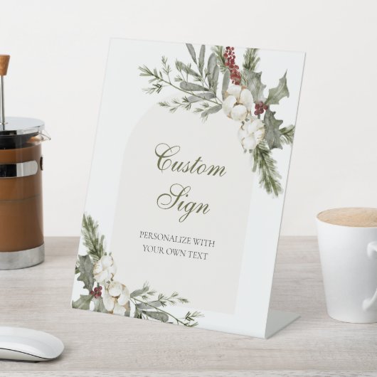 Winter Evergreen Elegante Custom Text Sign Sockelschild (In SItu)