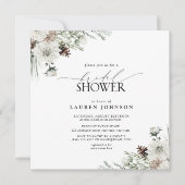 Winter Evergreen Elegantes Brautparty Einladung (Vorderseite)