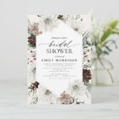 Winter Evergreen Elegantes Brautparty Einladung (Stehend Vorderseite)