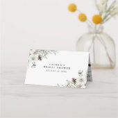 Winter Evergreen Elegantes Brautparty Platzkarte (Rückseite)