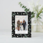 Winter Evergreen Foliage Foto Black Holiday Postkarte (Stehend Vorderseite)
