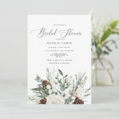 Winter Evergreen Foto Brautparty Einladung (Stehend Vorderseite)