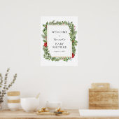 Winter Evergreen Frame Baby Dusche Begrüßungszeich Poster (Küche)