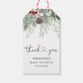 Winter Evergreen Pine Baby Dusche Geschenkanhänger (Vorderseite)