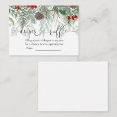 Winter Evergreen Pine Baby Dusche Windeln Raffle Begleitkarte (Vorne/Hinten)