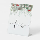 Winter Evergreen Pine Baby Shower Favoriten Sockelschild (Vorderseite)